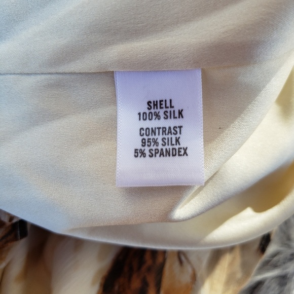 EUC ST. JOHN Silk Pleated Layer Top Brown/Cream 8 - Picture 6 of 7